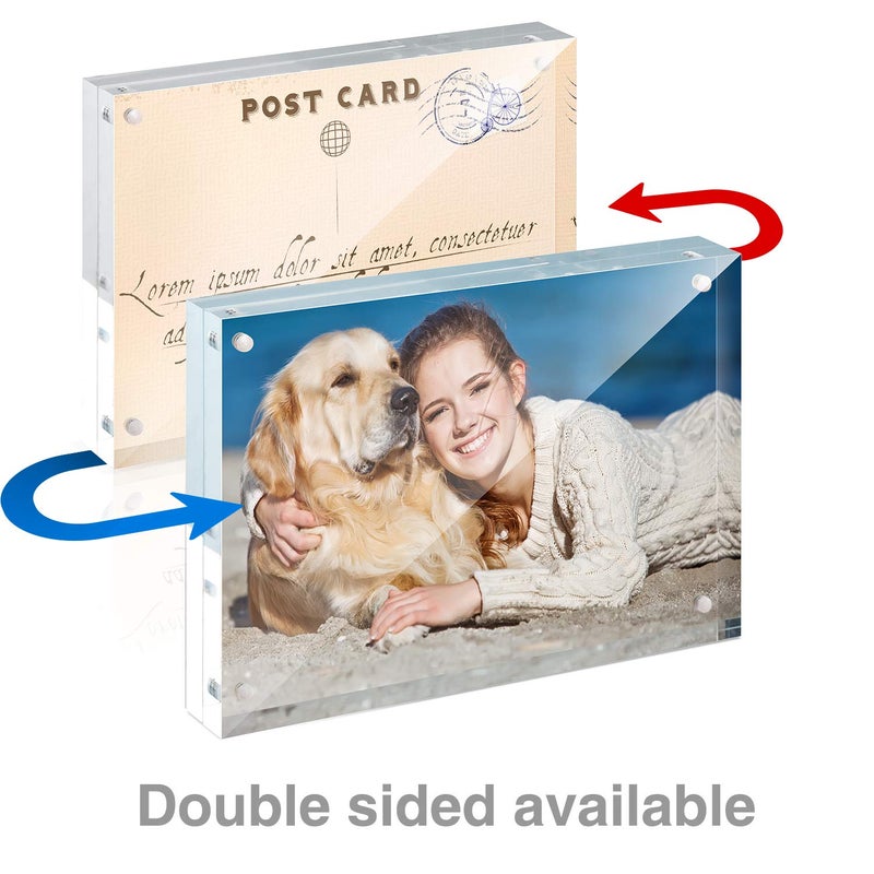 TWING 5 x 7 Inch 5 Pack Acrylic Photo Frame Horizontal Magnet Double Sided Acrylic Frames Set with Microfiber Cloth,12 + 12MM Thickness Clear Picture Frame Desktop Display Gift Ideal - Image 3
